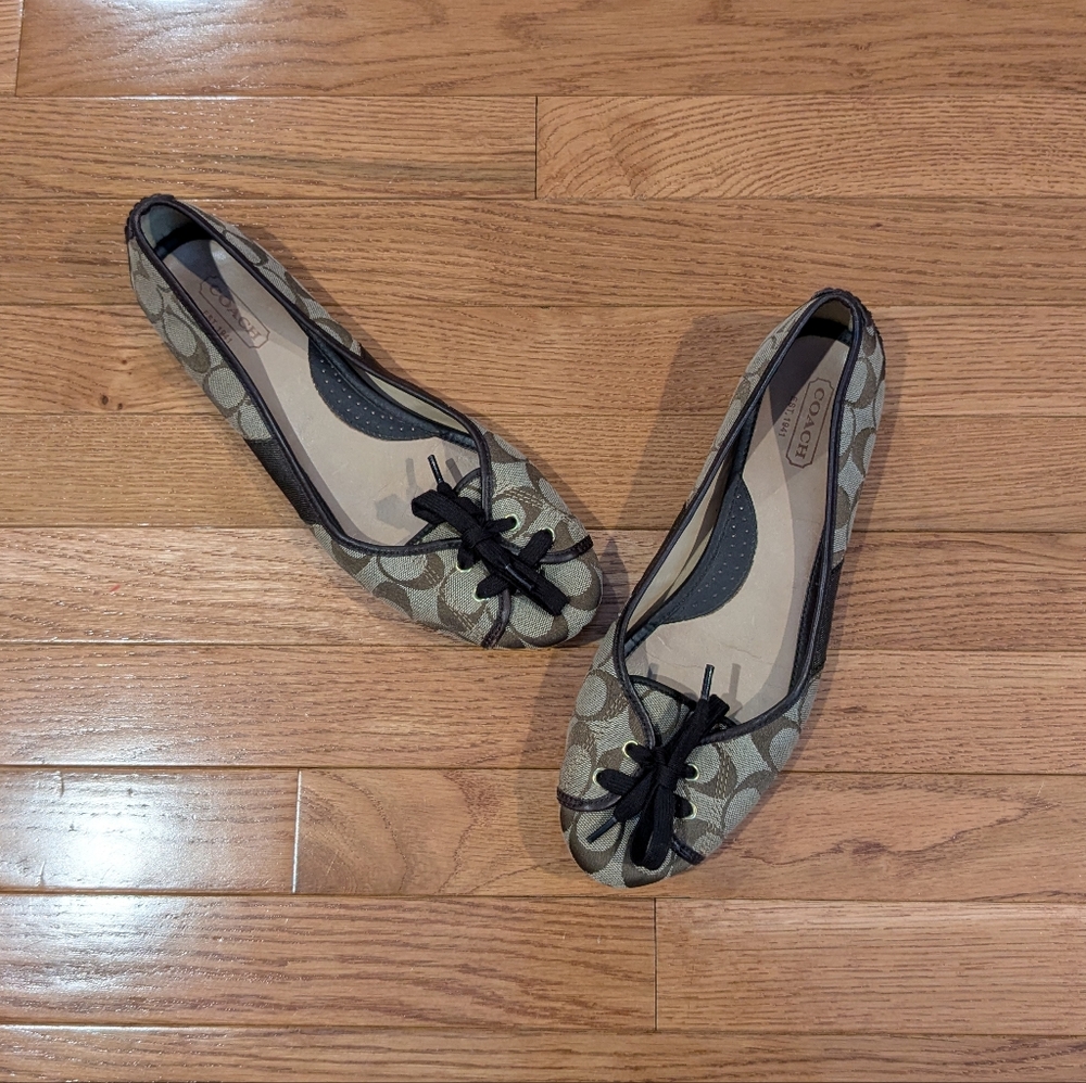 Coach Women's Black and Brown Patterned Flats